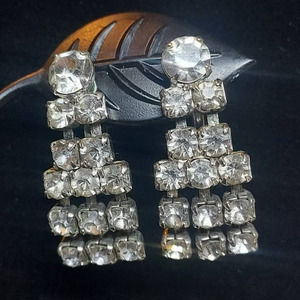 Vintage Rhinestone Screw Back Earrings Costume Jewelry